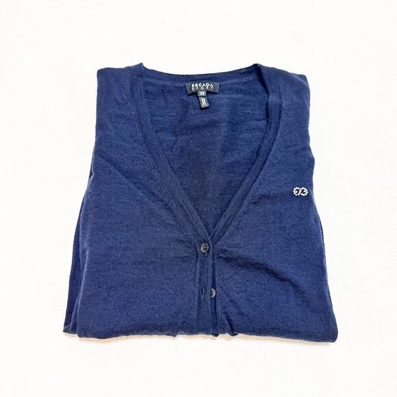 Escada Sport Navy Blue Button Down Cardigan Sweater Size XS - Picture 6 of 7